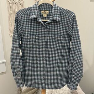 Woolrich Cotton Plaid Flannel Shirt Gray Blue Check | Women’s M